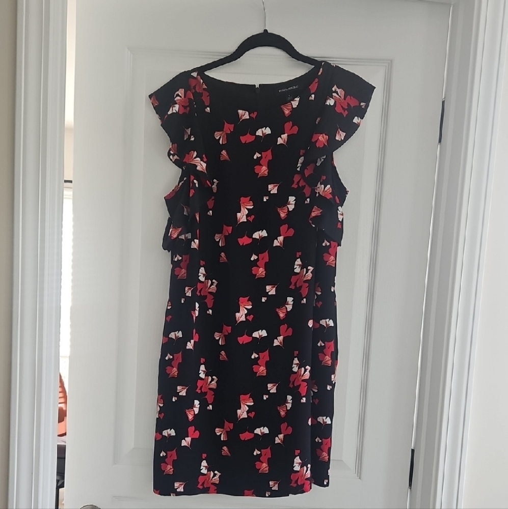 Banana Republic Black Dress with Red Floral Pattern